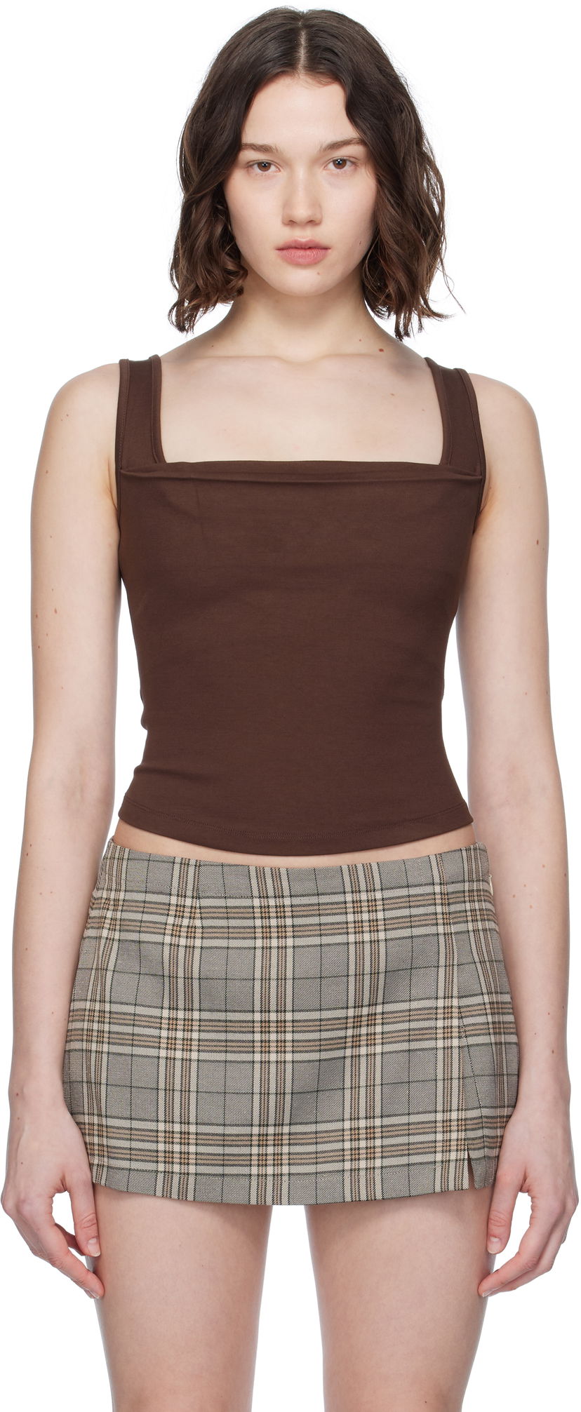 Tanktop Miaou Miaou Luna Square Neck Tank Top Brun | 7110PONCHO