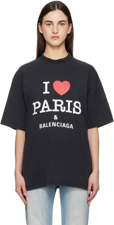 T-shirt Balenciaga Balenciaga 'I Love Paris' T-Shirt Sort | 764235 TRVU9, 0