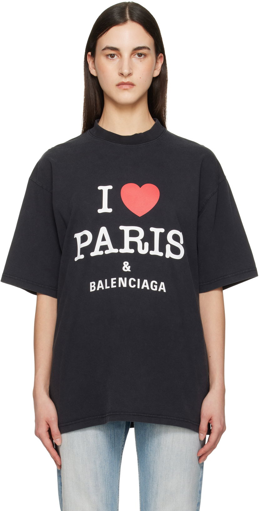 T-shirt Balenciaga Balenciaga 'I Love Paris' T-Shirt Sort | 764235 TRVU9