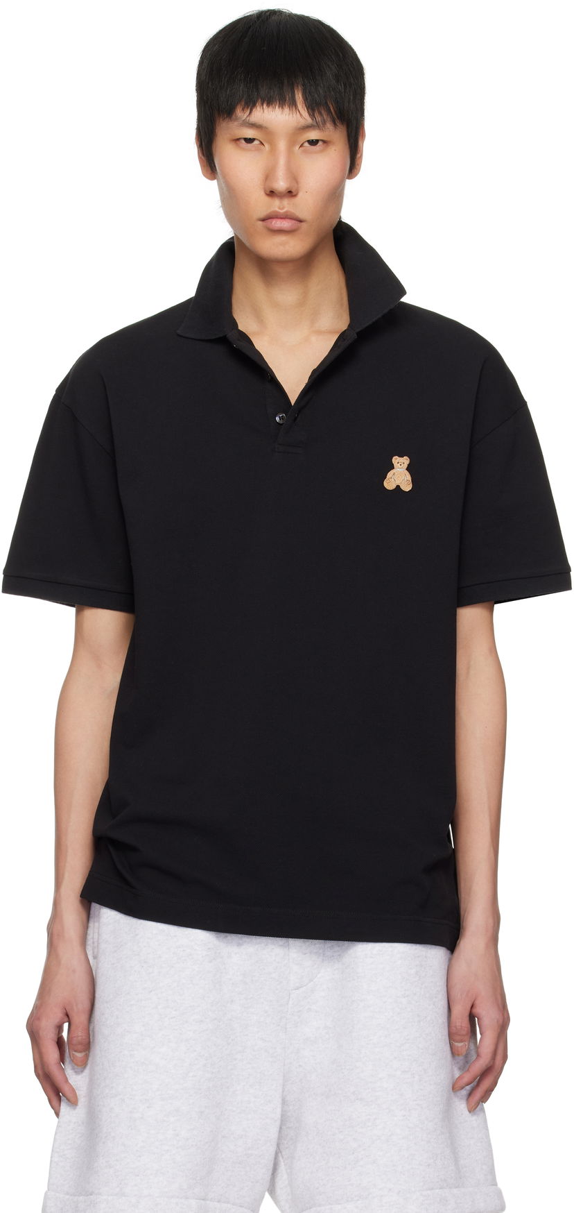 Polo skjorte Palm Angels Palm Angels 'Bear in Mind' Polo Shirt Sort | PMGB029S25FAB0011060