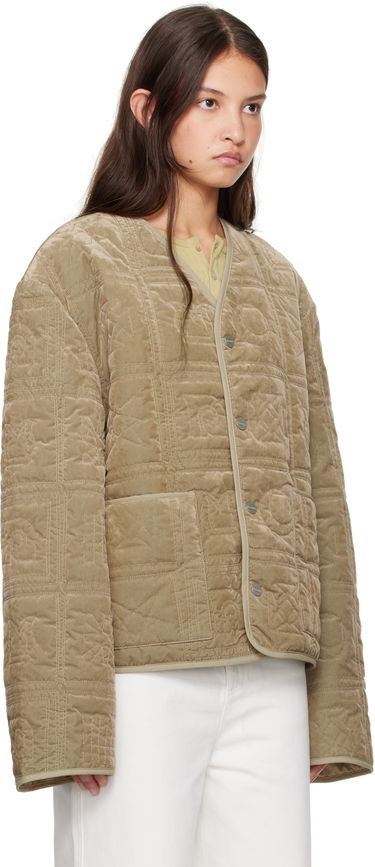 Puffer jakke Nanushka Nanushka Adara Quilted Velvet Jacket Beige | NU24FWJK03166, 1