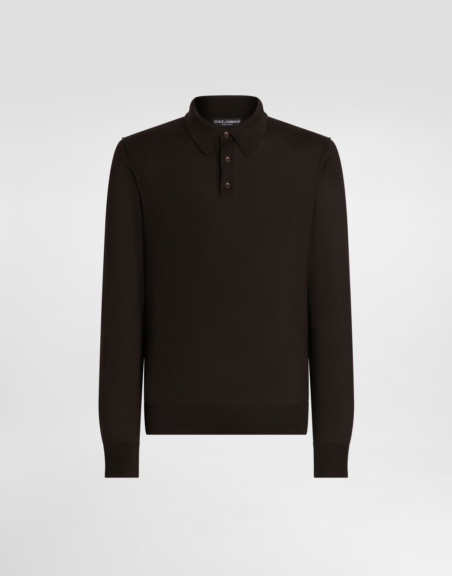 Polo skjorte Dolce & Gabbana Dolce & Gabbana Fine-Gauge Cashmere Long Sleeve Polo Shirt Brun | GXZ25TJBW05M0682, 0