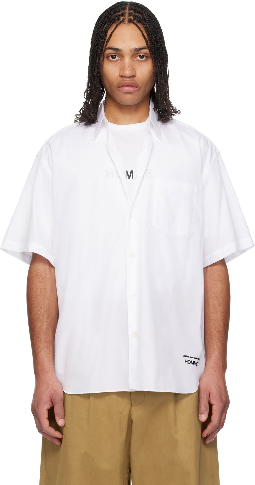 Skjorte Comme des Garçons CDG Homme Broad Short Sleeve Cotton Shirt Hvid | HO-B103-051