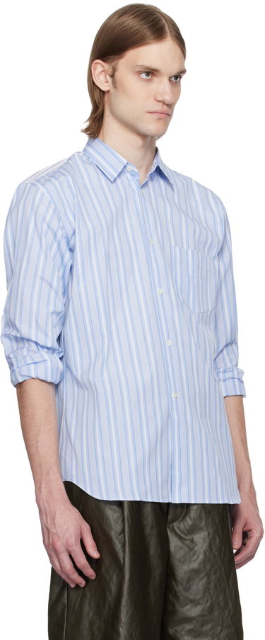 Skjorte Comme des Garçons Comme des Garçons Shirt Yarn Dyed Stripe Poplin Shirt Blå | FZ-B401-051, 1