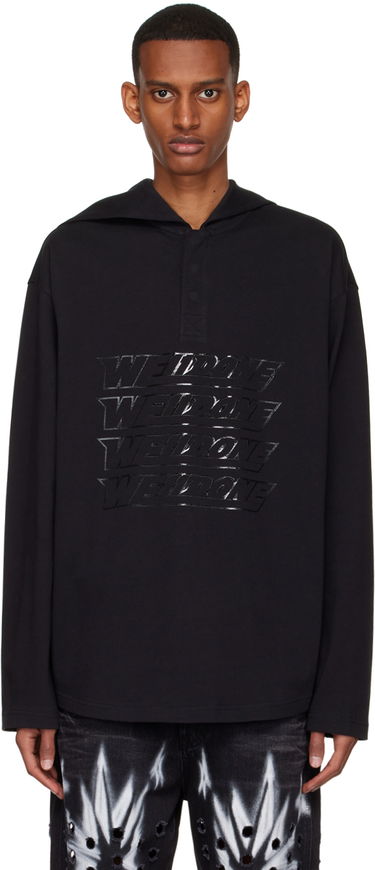 Sweatshirt We11done We11done Embossed-Logo Cotton Henley Sort | WD-TT1-22-554-U-BK, 0