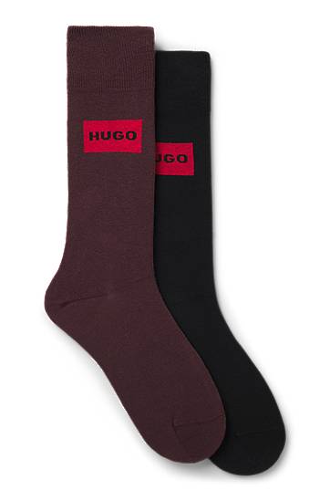 Sokker BOSS Two-pack of regular-length socks with logo labels Bourgogne | 50543167, 0
