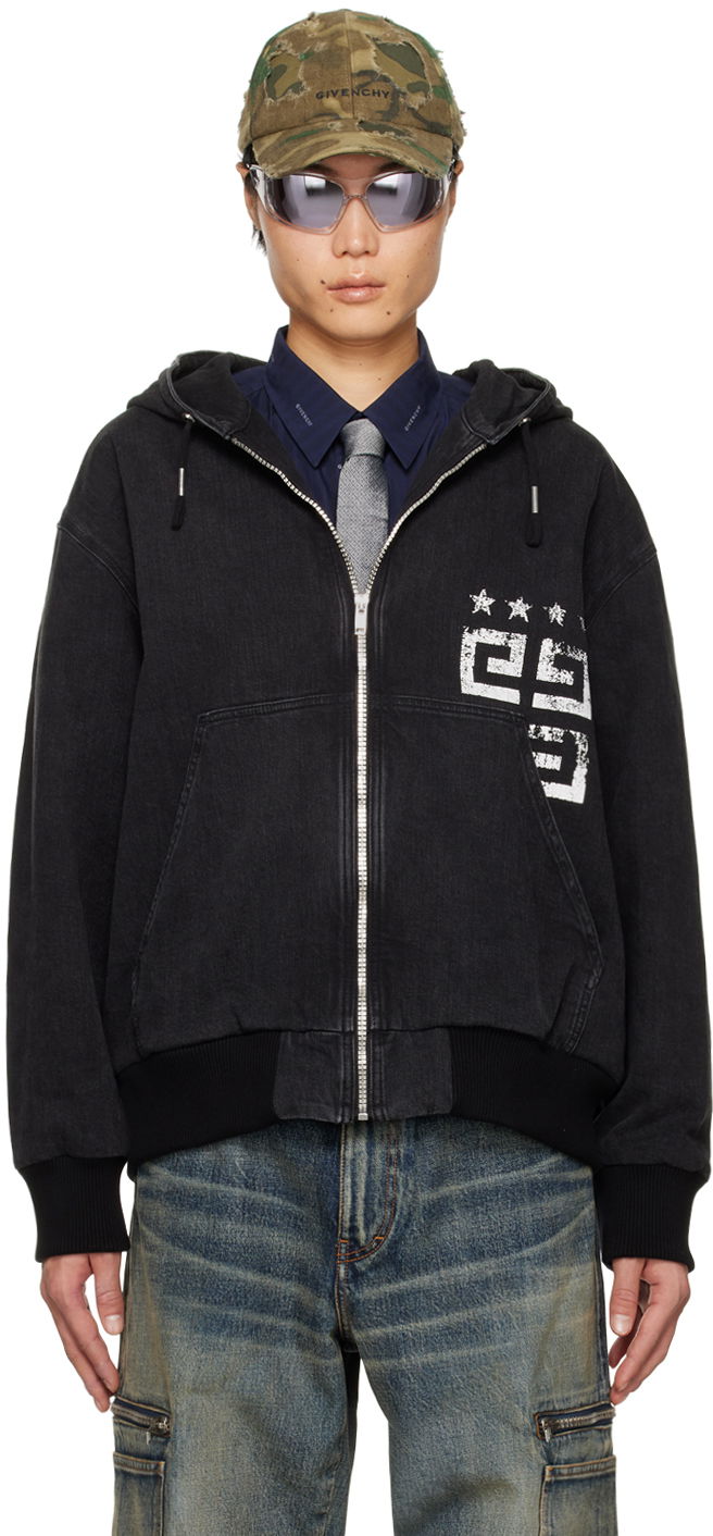 Jakke Givenchy Zip Denim Jacket Sort | BM017F5YAA001