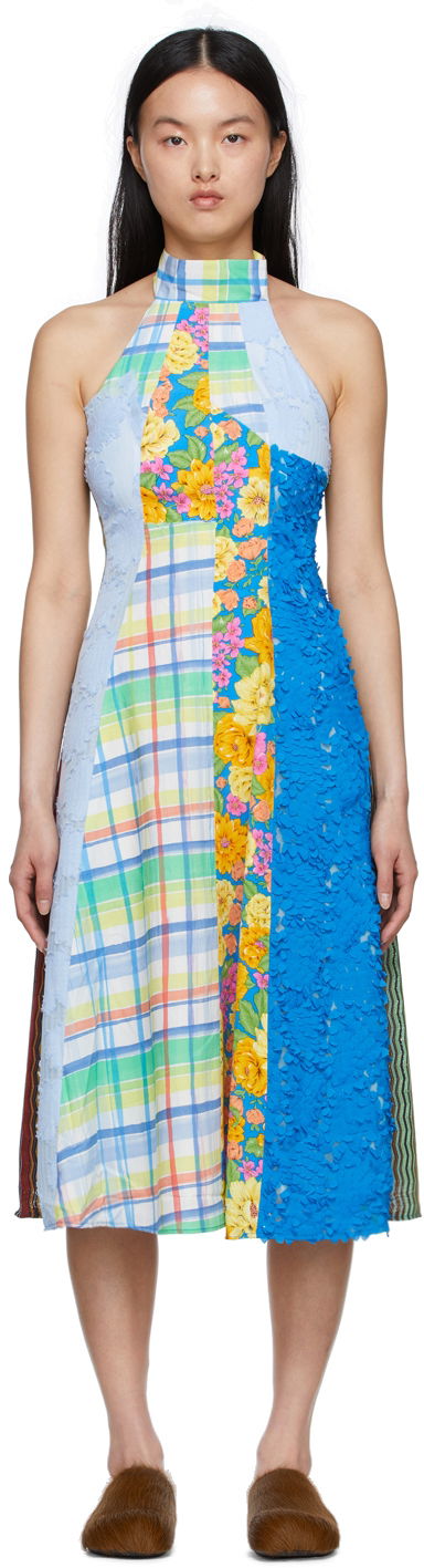 Kjole Andersson Bell Patchwork Halter Midi Dress Blå | atb742w, 0