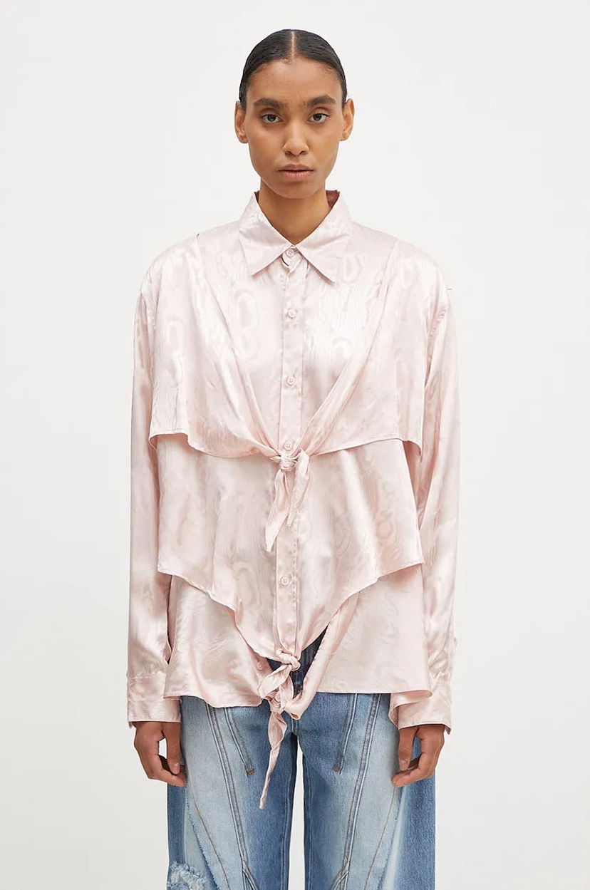 Skjorte Martine Rose Knotted Relaxed Shirt Lyserød | 436WS08106