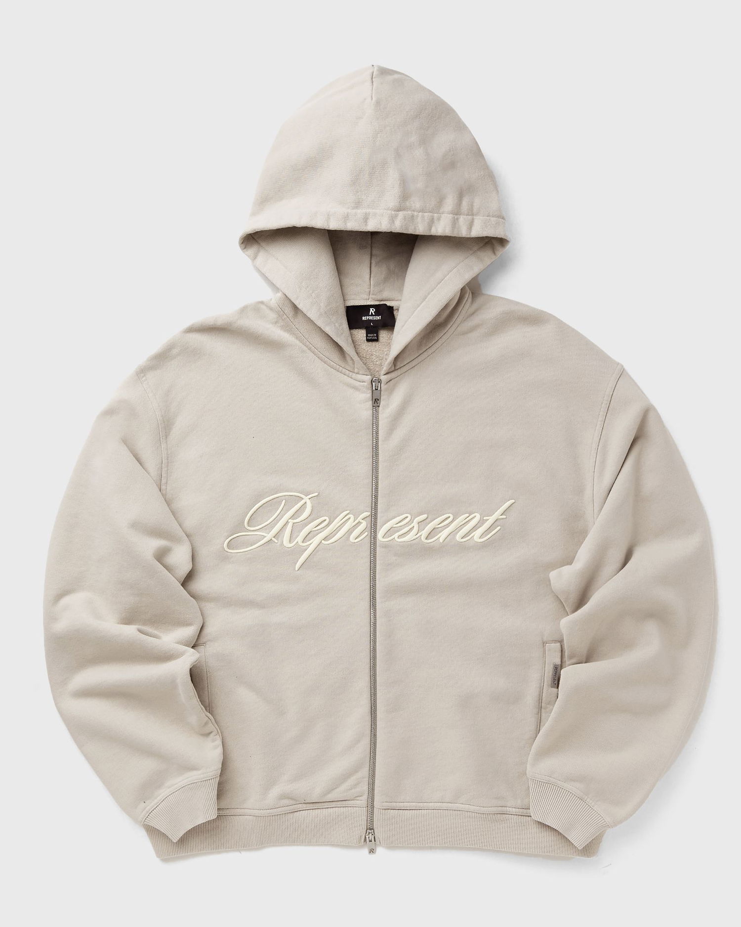 Sweatshirt Represent Clo Represent Script Logo Zip Hoodie Beige | MLM100025-25, 1