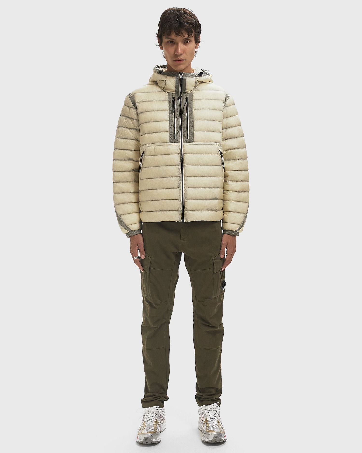 Puffer jakke C.P. Company CP Company Goggle Hooded Down Jacket Beige | 19CMOW031A110416A-402, 1