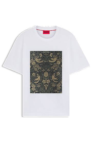 T-shirt BOSS Printed Artwork Cotton-Jersey T-Shirt Hvid | 50545363, 0
