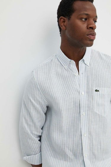 Skjorte Lacoste Lacoste Linen Regular Fit Button-Down Shirt Blå | CH6985, 4