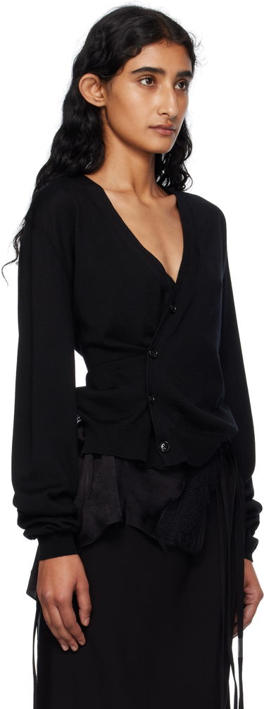 Sweater Ann Demeulemeester Ann Demeulemeester Zofia Asymmetric Spliced Cardigan Sort | 2510-W-KN18-KN056-099, 1