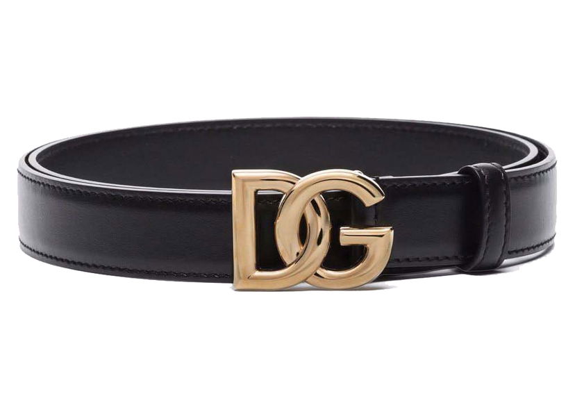 Bælter Dolce & Gabbana Logo Buckle Leather Belt Black Sort | BE1447AW070