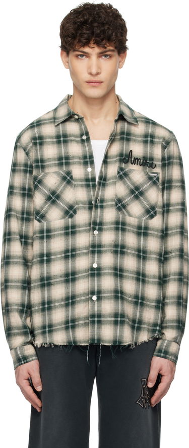Skjorte AMIRI Amiri Shotgun Distressed Plaid Flannel Shirt Grøn | AMSTFL1009, 0