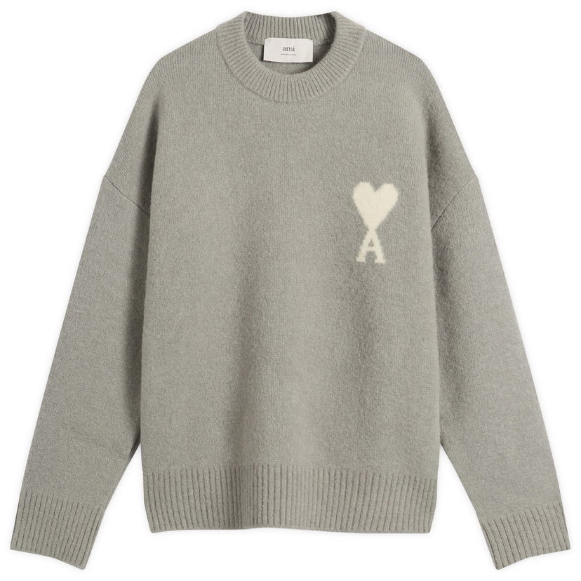 Sweater AMI Men's Alpaca Knit ADC Crew Neck Jumper, Size Large Grå | H25UKS836-KN0135-058H25