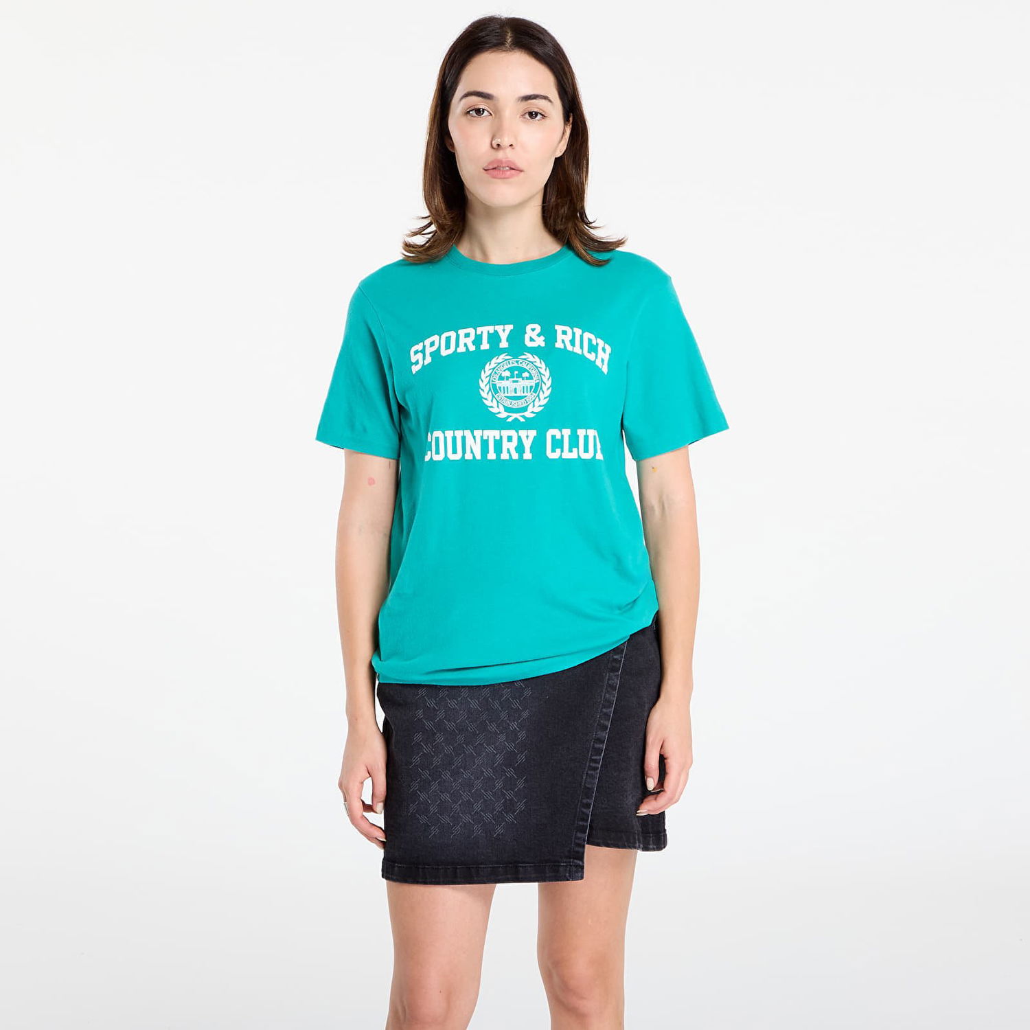 T-shirt Sporty & Rich Varsity Crest Soft T-Shirt UNISEX Spring Green Grøn | TO089625218GR37, 0