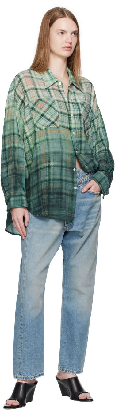 Skjorte R13 R13 Drop Neck Plaid Work Shirt Grøn | R13WR015-R556B, 3