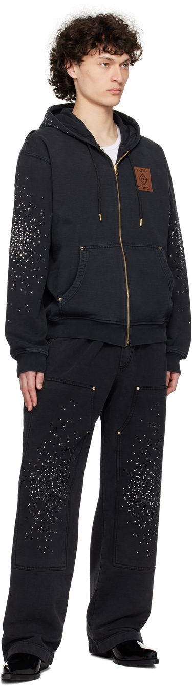 Sweatshirt Casablanca Casablanca 'La Prémonition' Crystal Embellished Zip Hoodie Sort | MS25-JTP-343-01, 3