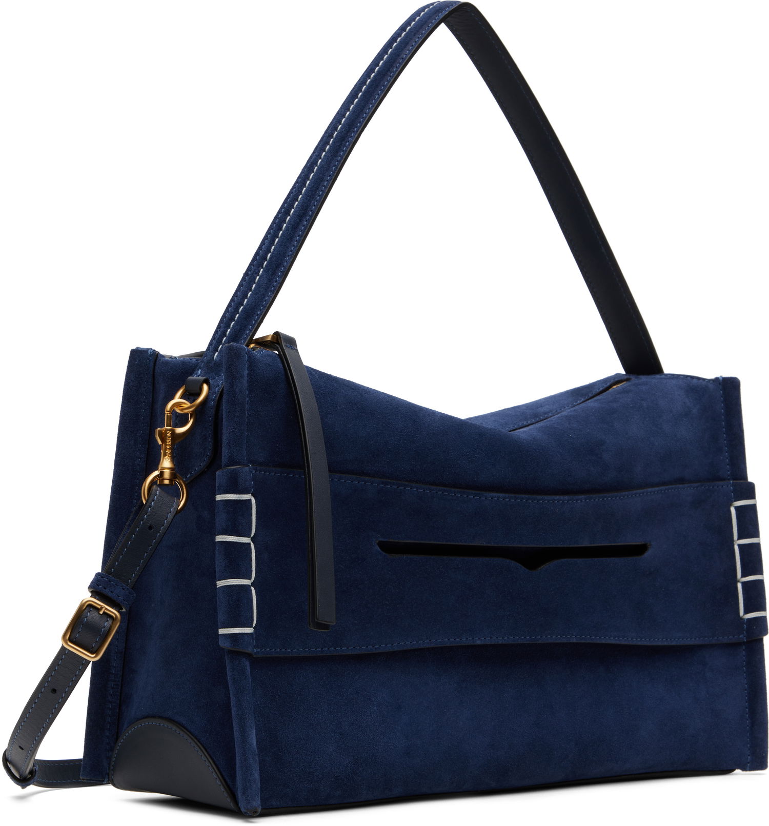 Skuldertaske JW Anderson JW Anderson Medium Loafer Suede Shoulder Bag Mørkeblå | HB0733-LA0364, 1