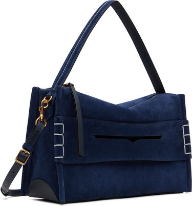 Skuldertaske JW Anderson JW Anderson Medium Loafer Suede Shoulder Bag Mørkeblå | HB0733-LA0364, 1