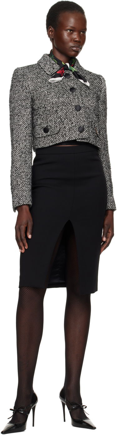 Frakker Dolce & Gabbana Dolce&Gabbana Short Micro-Tweed Jacket Sort | F26K6T GDCNC, 3