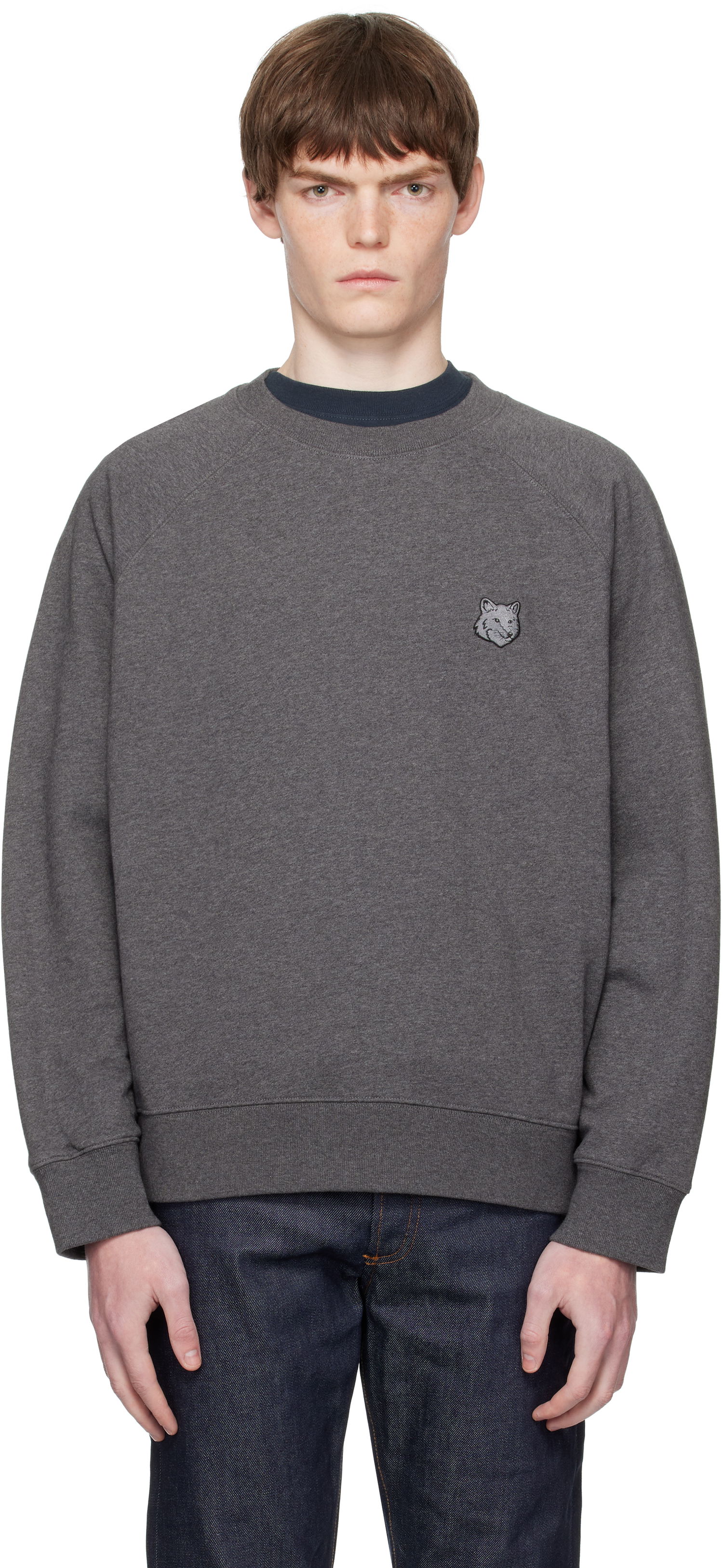 Sweatshirt MAISON KITSUNÉ Maison Kitsuné Fox Head Patch Oversize Sweatshirt Grå | PM00306KM0340, 0