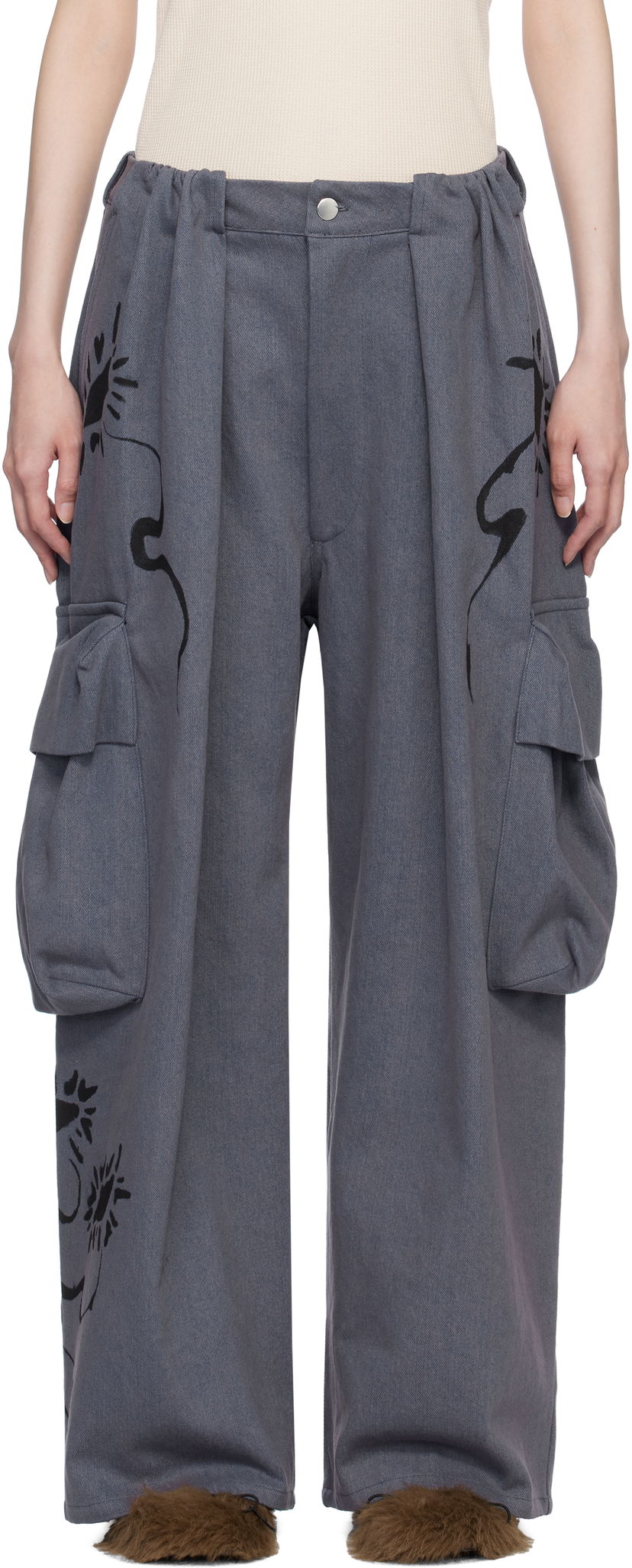 Cargo bukser Collina Strada Collina Strada Pleated Denim Cargo Pants Grå | XX6038