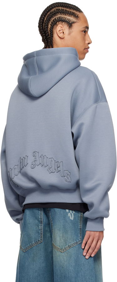 Sweatshirt Palm Angels Palm Angels Neoprene Zip-Up Hoodie Blå | PMEA292S25FAB0010909, 2