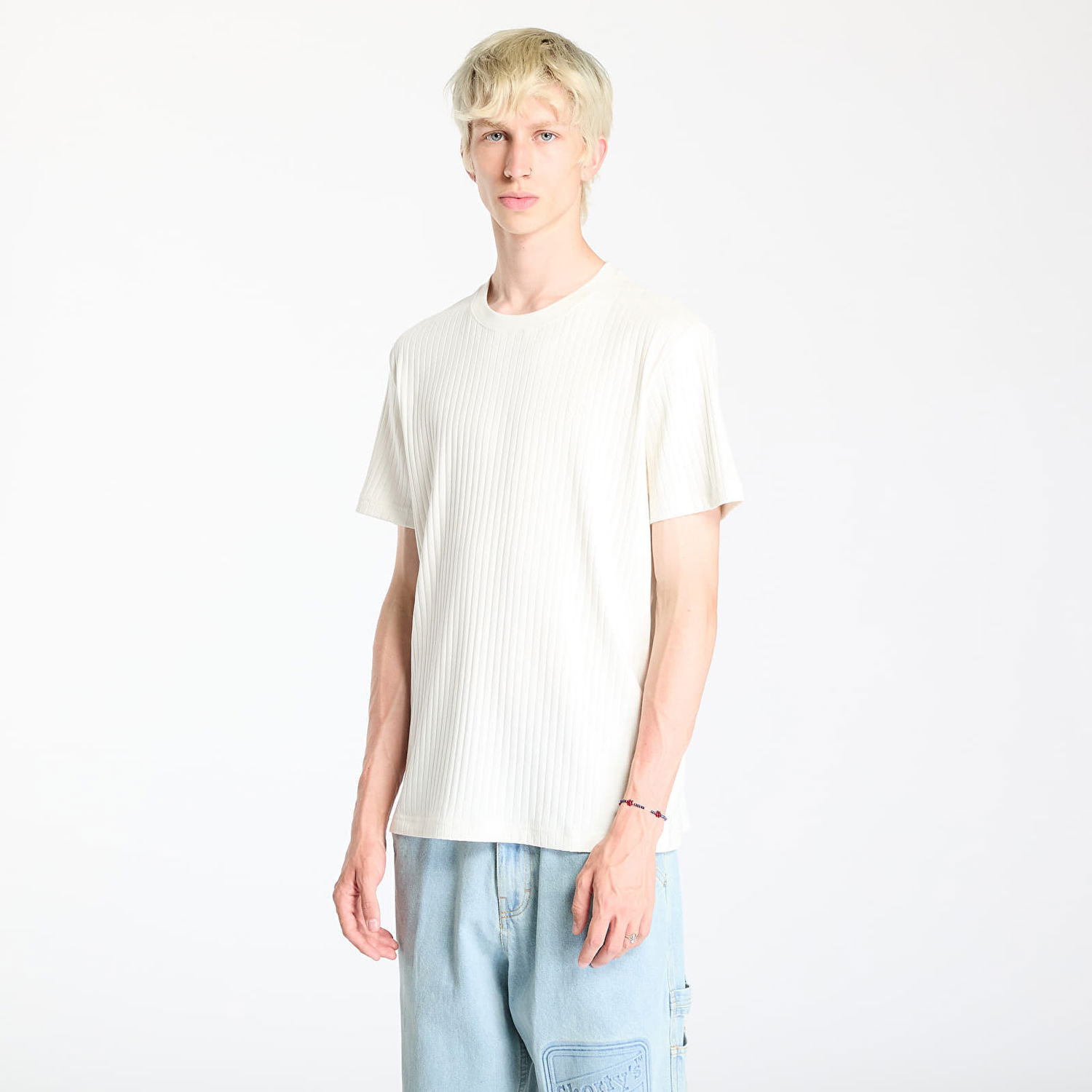 T-shirt CALVIN KLEIN Linear Quilted Tee Ivory Hvid | J30J326149 YBI, 0