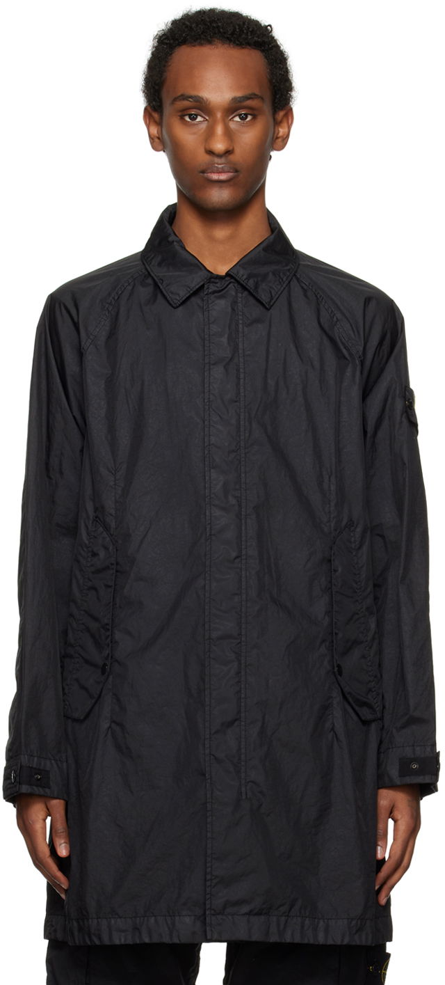 Frakker Stone Island Crinkled Coat Sort | 801570323, 0