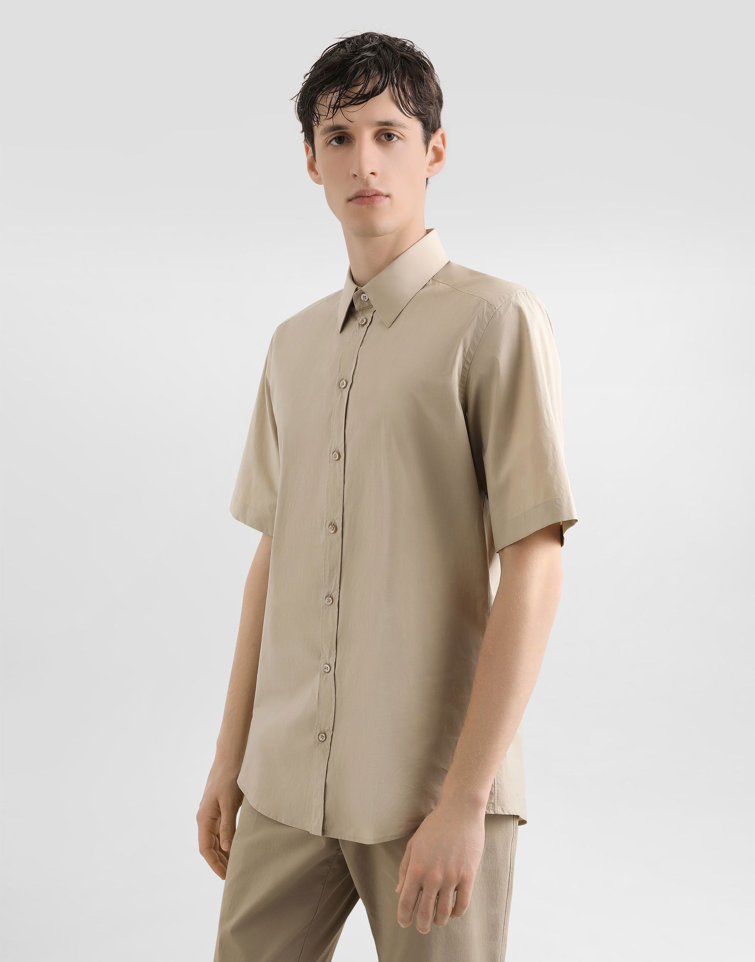 Skjorte Dolce & Gabbana Dolce & Gabbana Men's Extra Fine Poplin Short Sleeve Shirt Beige | G5NN5TFUEFJM3954, 1