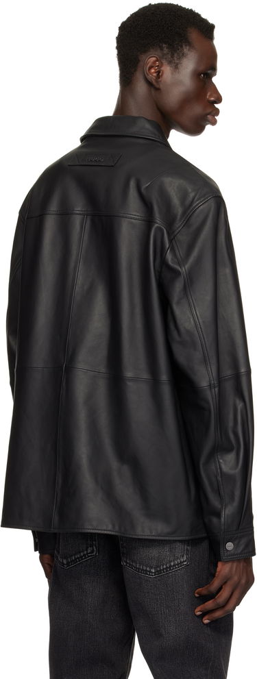 Jakke BOSS HUGO Paneled Leather Jacket Sort | 50530812, 2