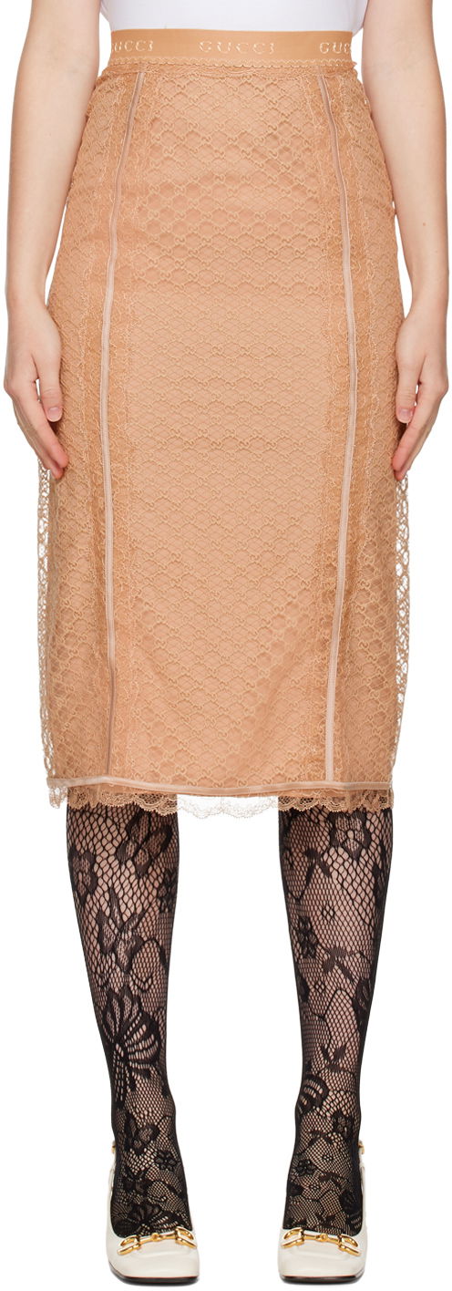 Nederdel Gucci GG Net Midi Beige | 678193 XUAEQ, 0