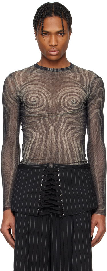 Sweater Jean Paul Gaultier Jean Paul Gaultier 'The Spirale' Sheer Long Sleeve T-Shirt Sort | 25/34-F-TO270-T587-000203, 0