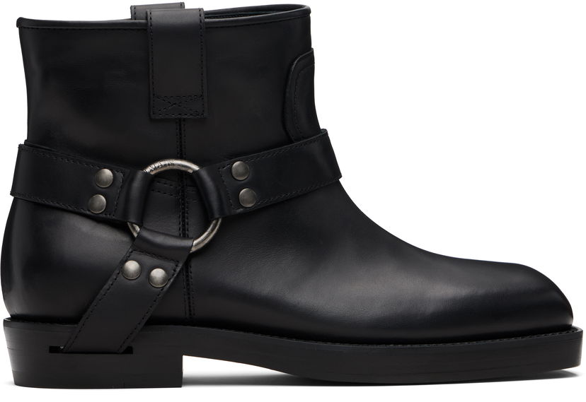 Sneakers og sko Balmain Balmain Calfskin Leather Biker Ankle Boots Sort | FM1TE365LVIT