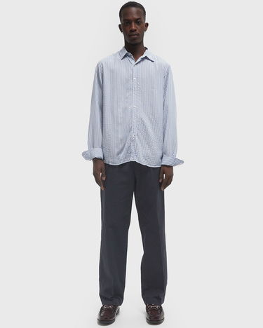Skjorte Edmmond Studios Lobby Striped Seersucker Shirt Blå | 125-10-10550, 2