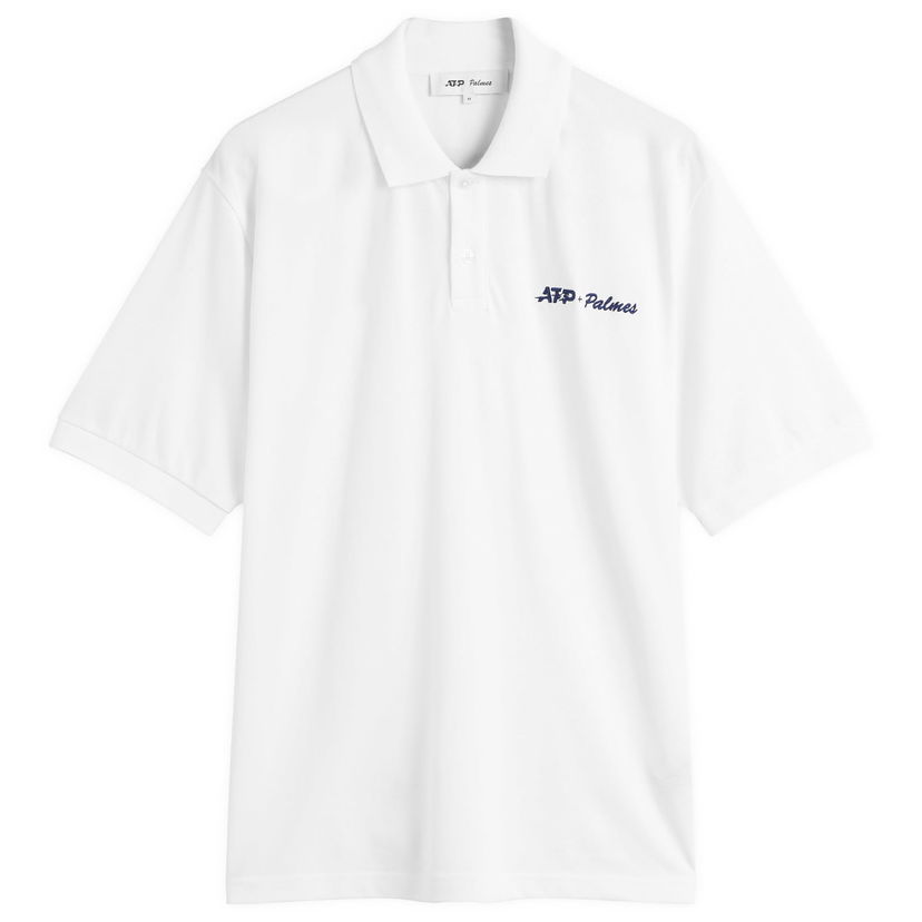 Polo skjorte Palmes A.T.P. + Palmes Pique Polo Shirt, Size Small Hvid | P10-0076-001
