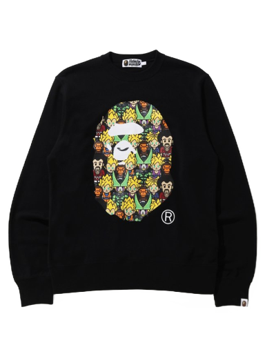 Sweater BAPE Dragon x Ball Z Baby Milo Big Ape Head Crewneck Sort | 002SWG231914XBLK