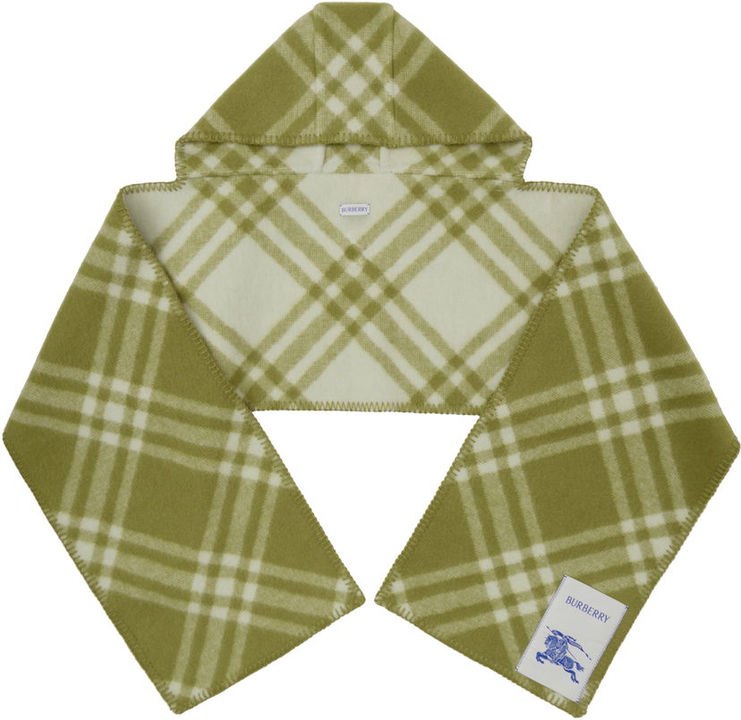 Tørklæde Burberry Check Hooded Scarf Grøn | 8101359