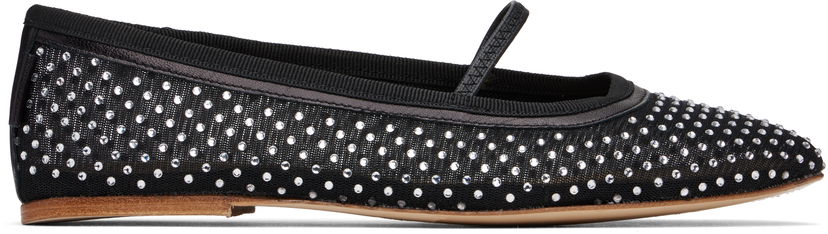 Kjole A.P.C. A.P.C. Swan Crystal-Embellished Ballerina Flats Sort | PAAGG-F53295