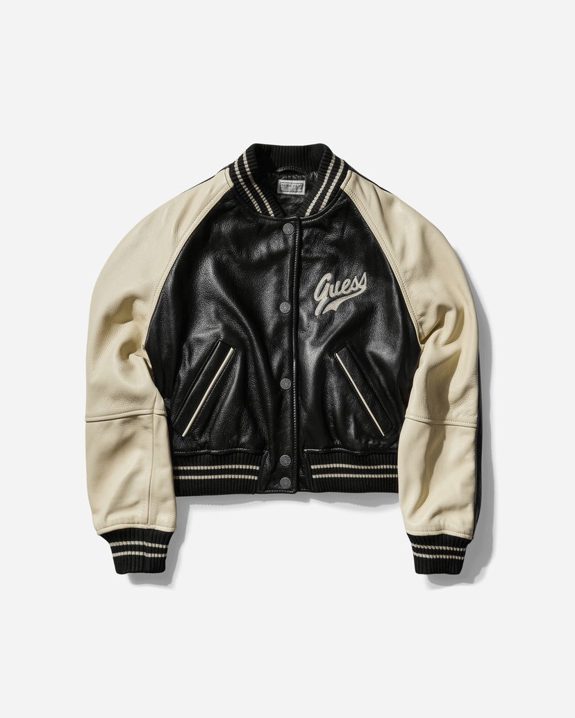 Bomberjakke GUESS Varsity Leather Jacket Sort | W4BN20L0UT0 JTMU