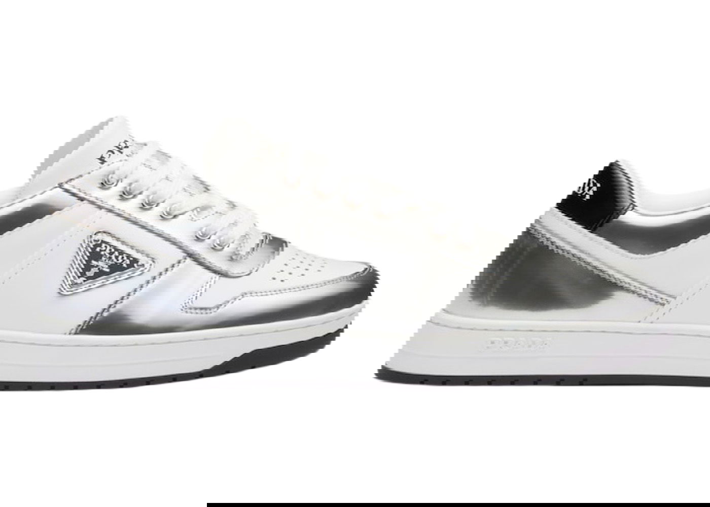 Sneakers og sko Prada Downtown Low Top Sneakers Leather White Silver Grøn | 2EE364_3LL2_F0J36, 0