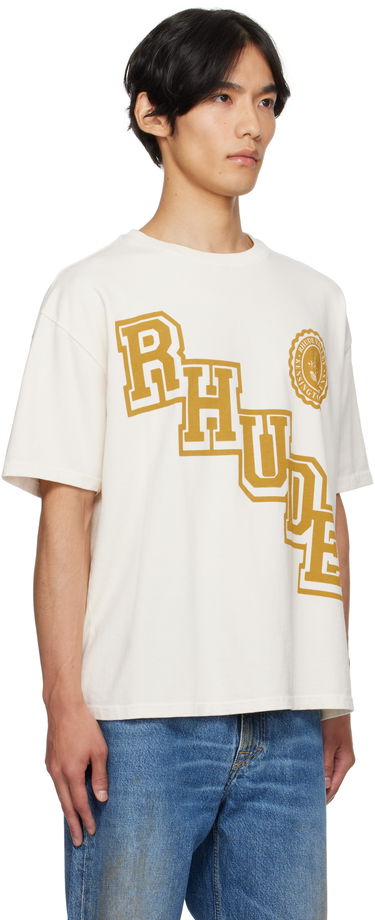 T-shirt Rhude Rhude Collegiate Crest T-Shirt Hvid | RHPF25TT23012, 1