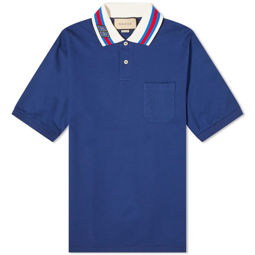 Polo skjorte Gucci Collar Logo Polo Shirt Blå | 768630-XJF45-4030