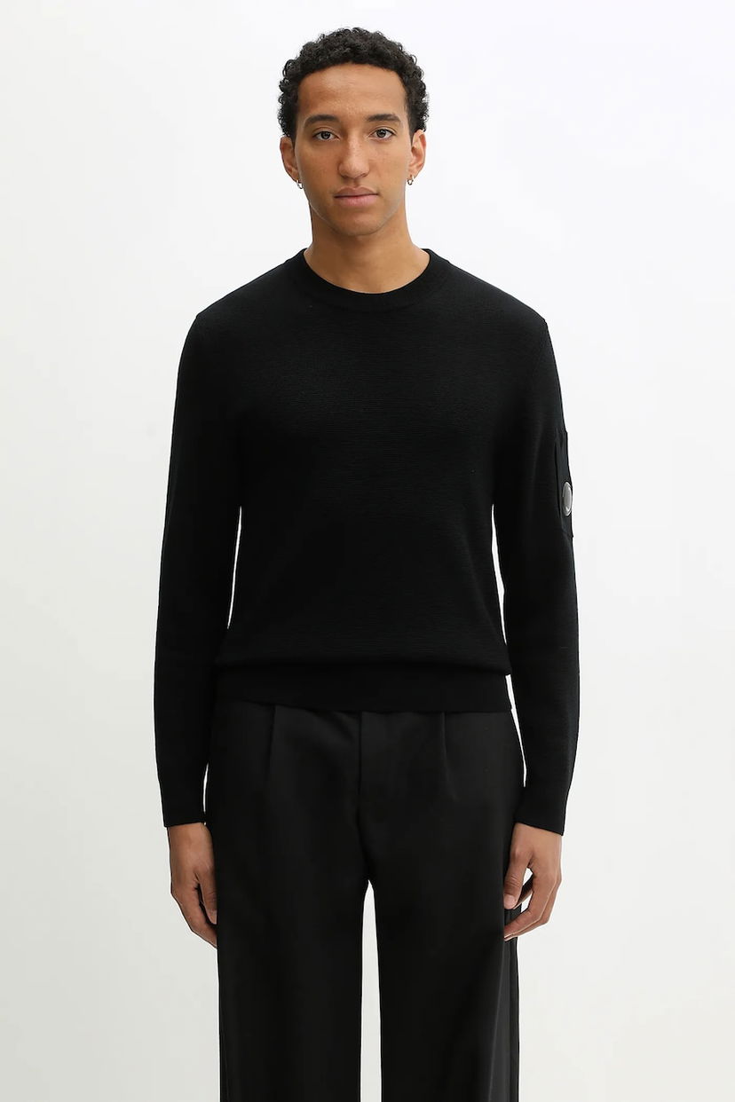 Sweater C.P. Company Crew Neck Wool Blend Sweater Sort | 19CMKN200A006595A