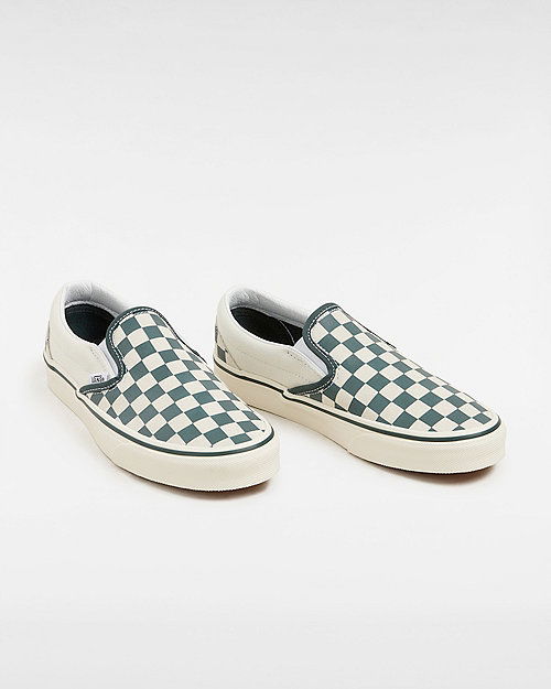 Sneakers og sko Vans Classic Slip-on Checkerboard Shoes (checkerboard Green/true White) Unisex White, Size 2.5 Grå | VN000BVZBGN, 1