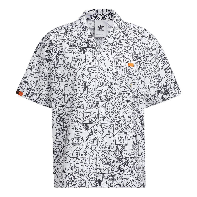 Skjorte adidas Originals Originals Casual Short Sleeve Doodle Print Shirt Hvid | HR6450