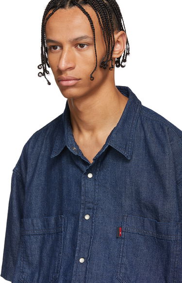 Skjorte VETEMENTS Levi's Edition Oversized Denim Shirt Mørkeblå | WAH19SH101, 3